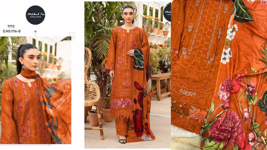 1716-B Orange Mehboob Tex Pure Cotton Pakistani Salwar Suits