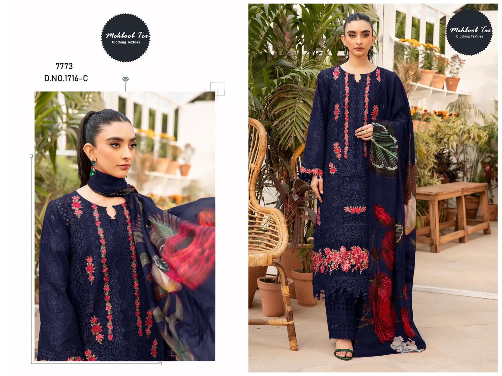 1716-C Mehboob Tex Embroidery Pakistani Salwar Suits