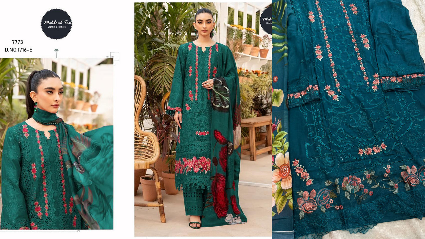 1716-E Valley Green Mehboob Tex Pure Cotton Pakistani Salwar Suits
