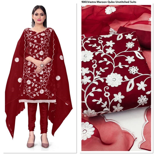9001Vastra Maroon Qubo Unstitched Suits