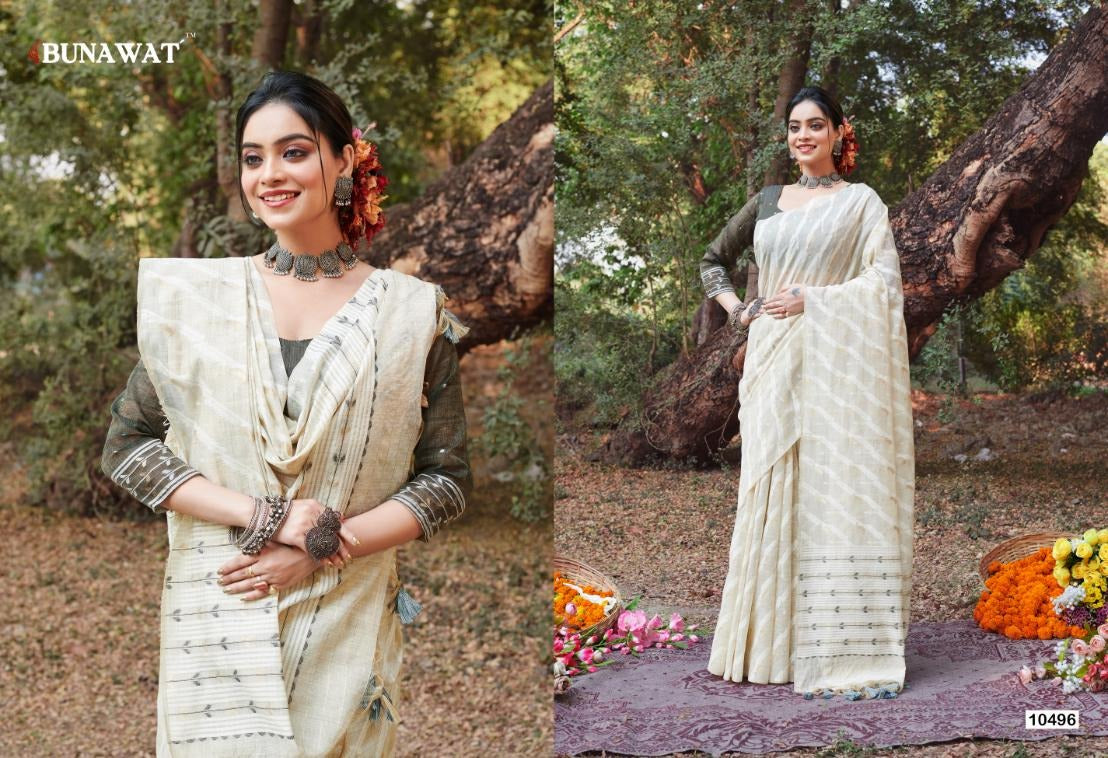 10496 Jari Bunawat Sarees