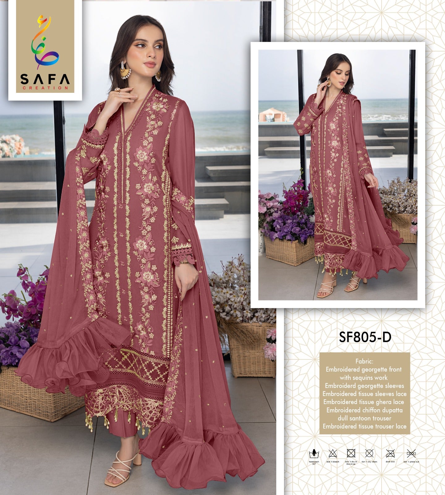 805Peach Safa Creation Pakistani Salwar Suits
