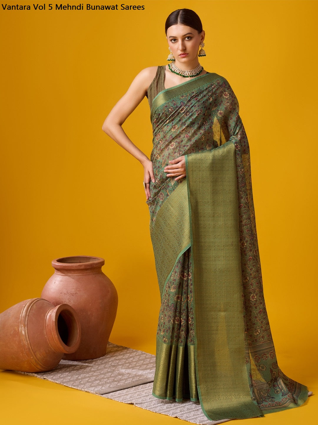 Vantara Vol 5 Mehndi Bunawat Sarees