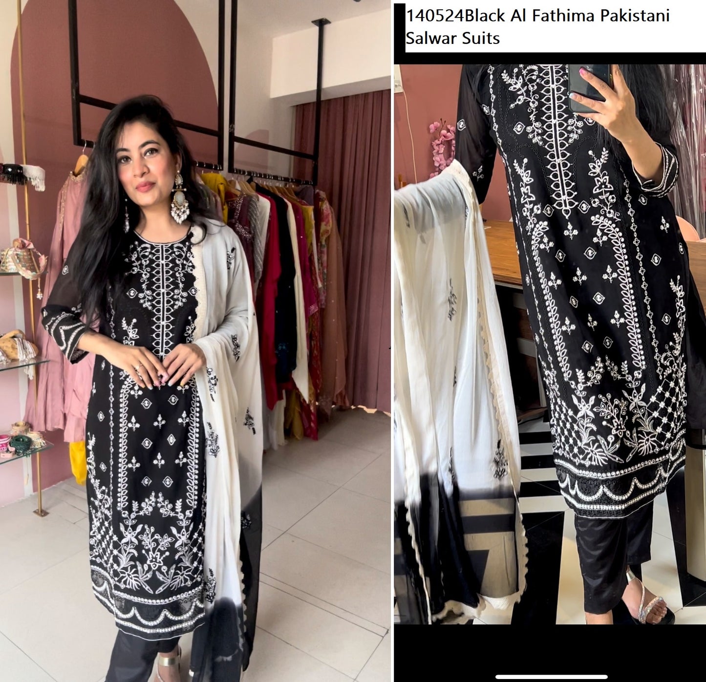 140524Black Al Fathima Pakistani Salwar Suits