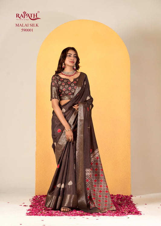 590001 Chocolate Rajpath Sarees