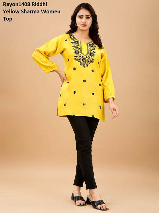 Rayon1408 Yellow Riddhi Sharma Women Top
