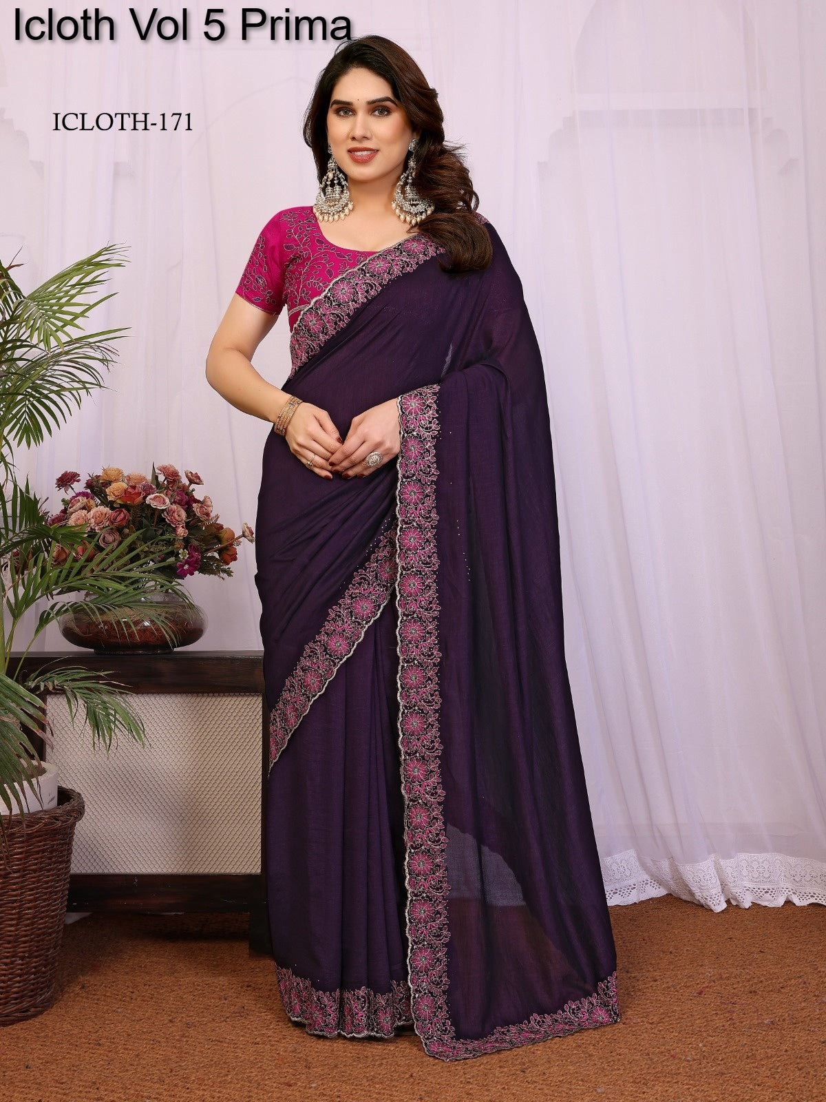 171 Icloth Vol 5 Prima Pure Vichitra Silk Sarees