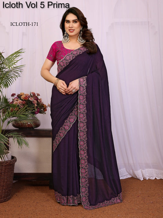171 Icloth Vol 5 Prima Pure Vichitra Silk Sarees