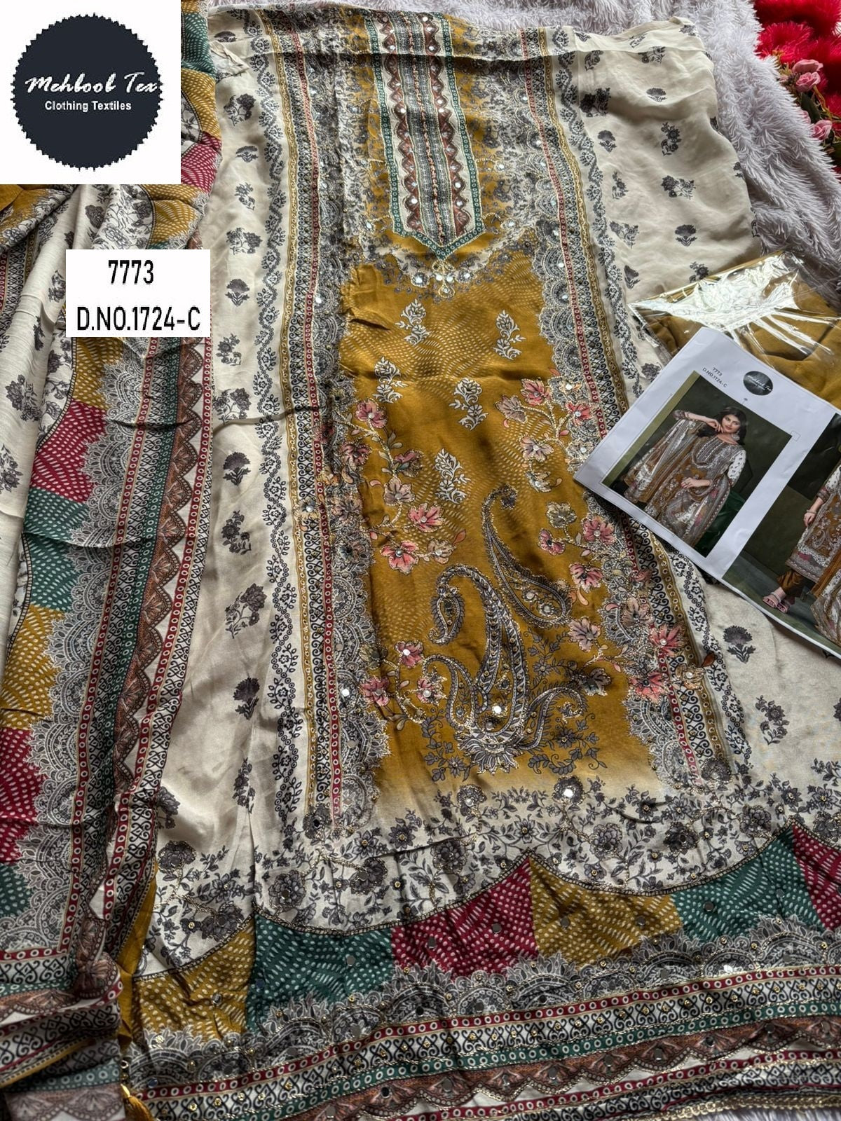 1724-C Mehboob Tex Pure Viscose Karachi Unstitched Suits