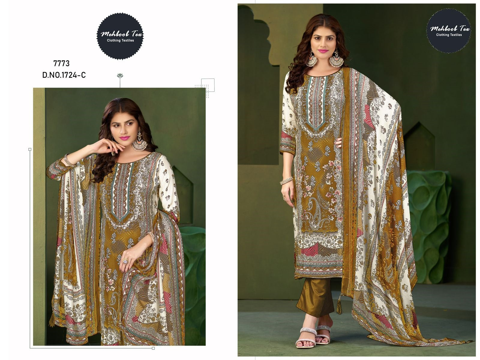 1724-C Mehboob Tex Pure Viscose Karachi Unstitched Suits
