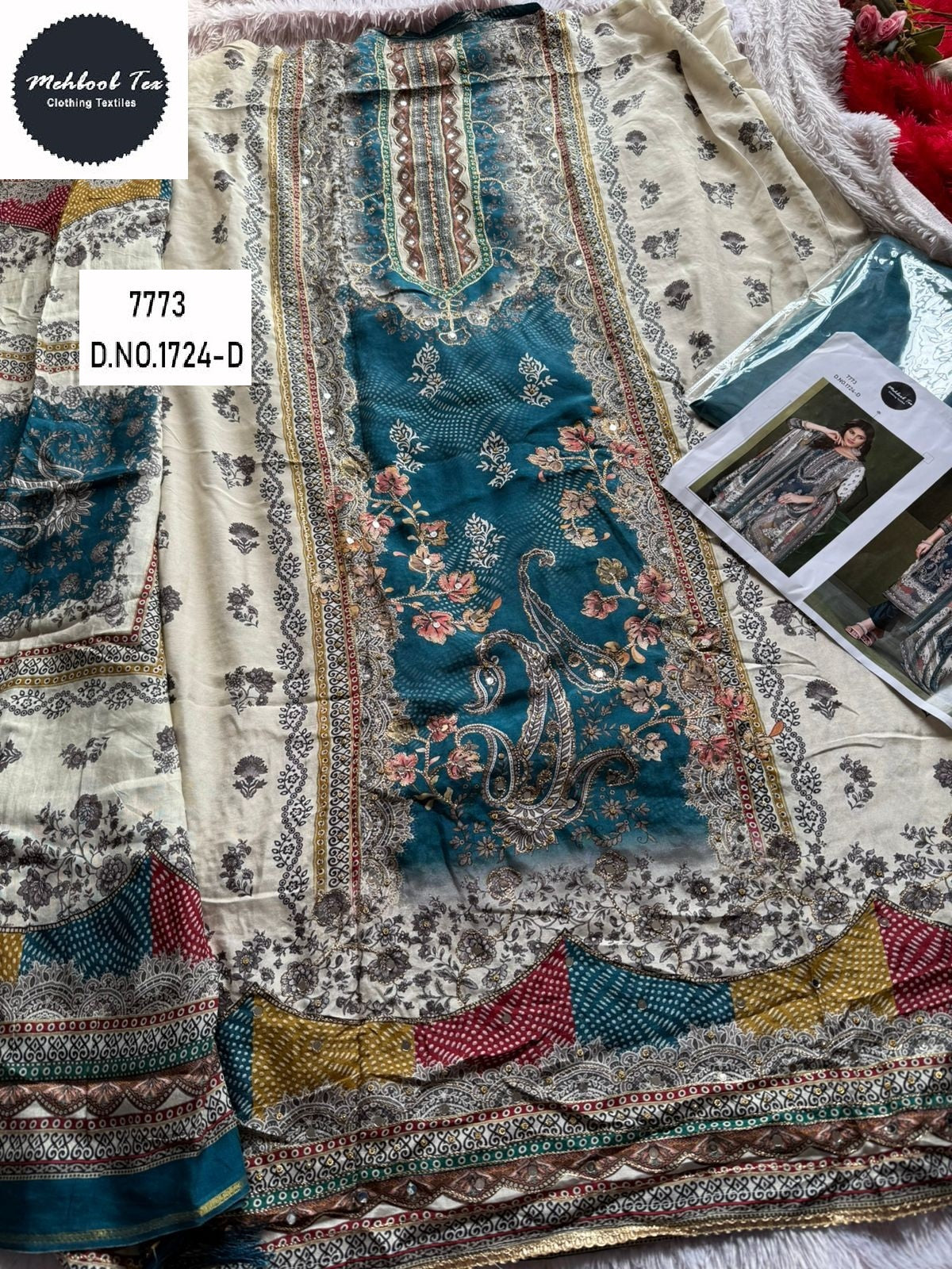 1724-D Mehboob Tex Pure Viscose Karachi Unstitched Suits