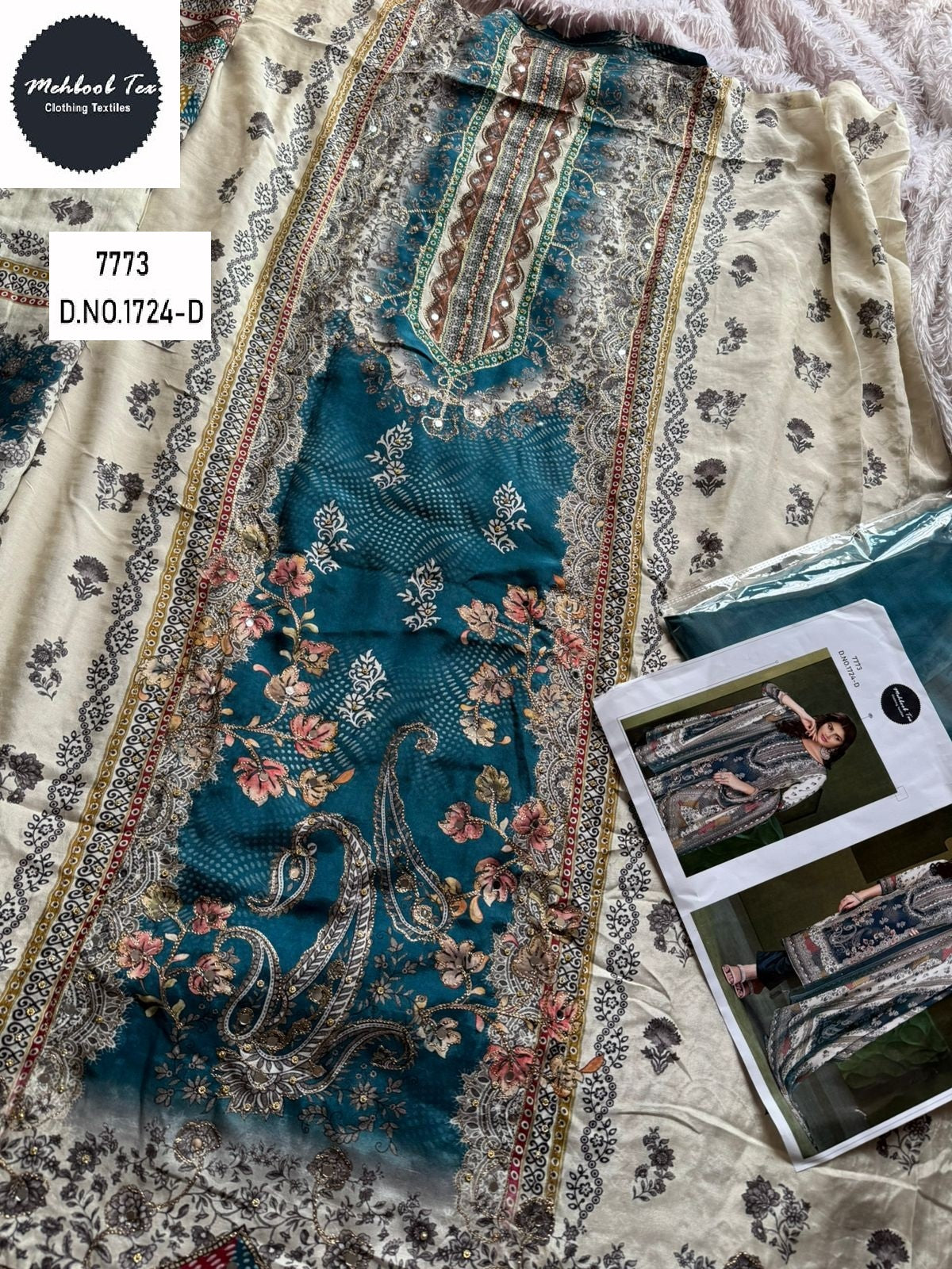1724-D Mehboob Tex Pure Viscose Karachi Unstitched Suits