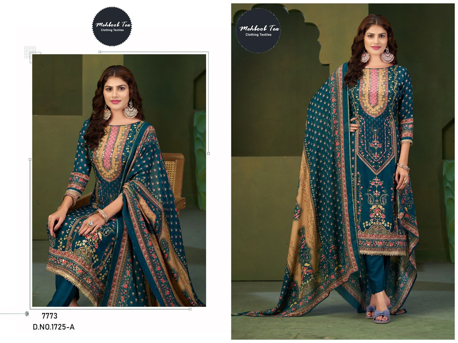 1725-A Mehboob Tex Printed Karachi Unstitched Suits