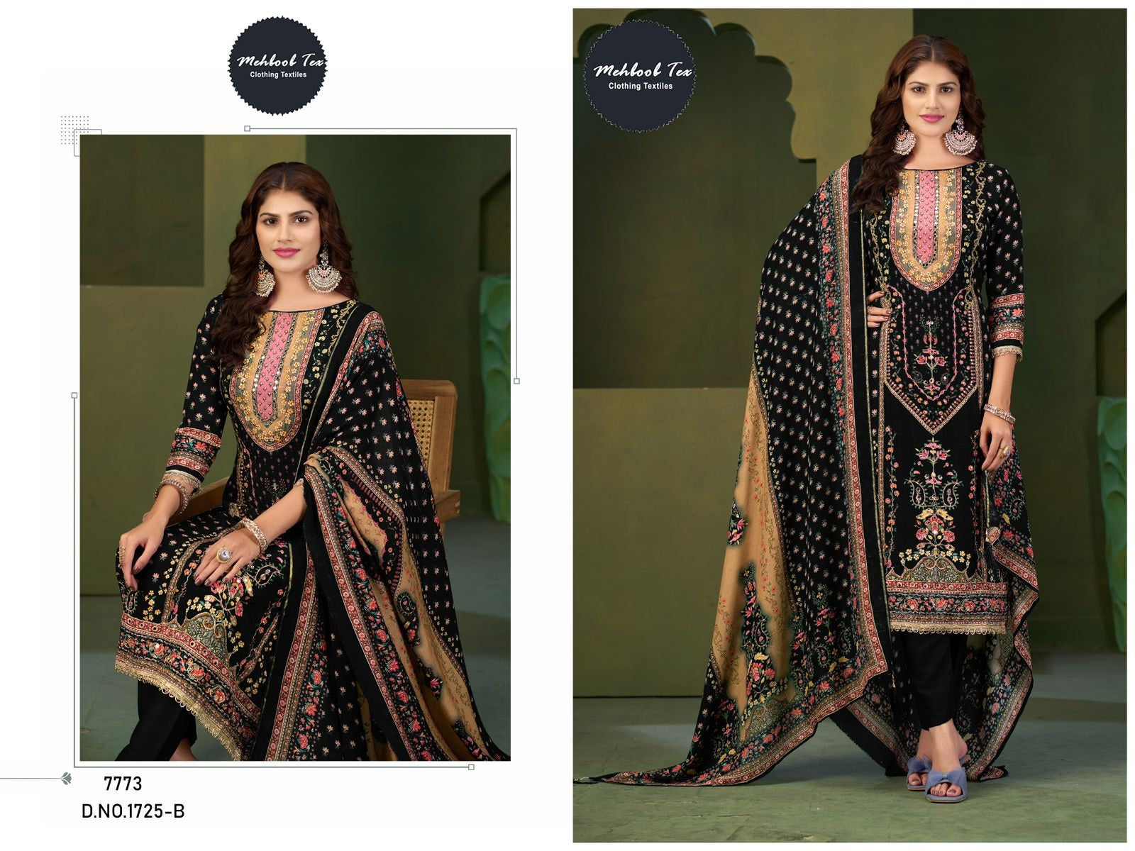 1725-B Mehboob Tex Printed Karachi Unstitched Suits