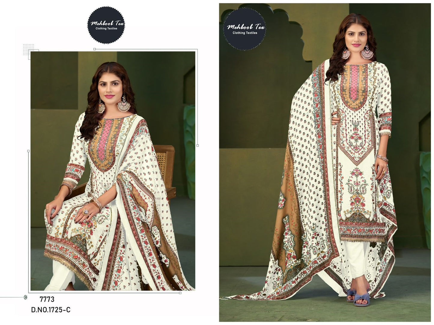 1725-C Mehboob Tex Printed Karachi Unstitched Suits