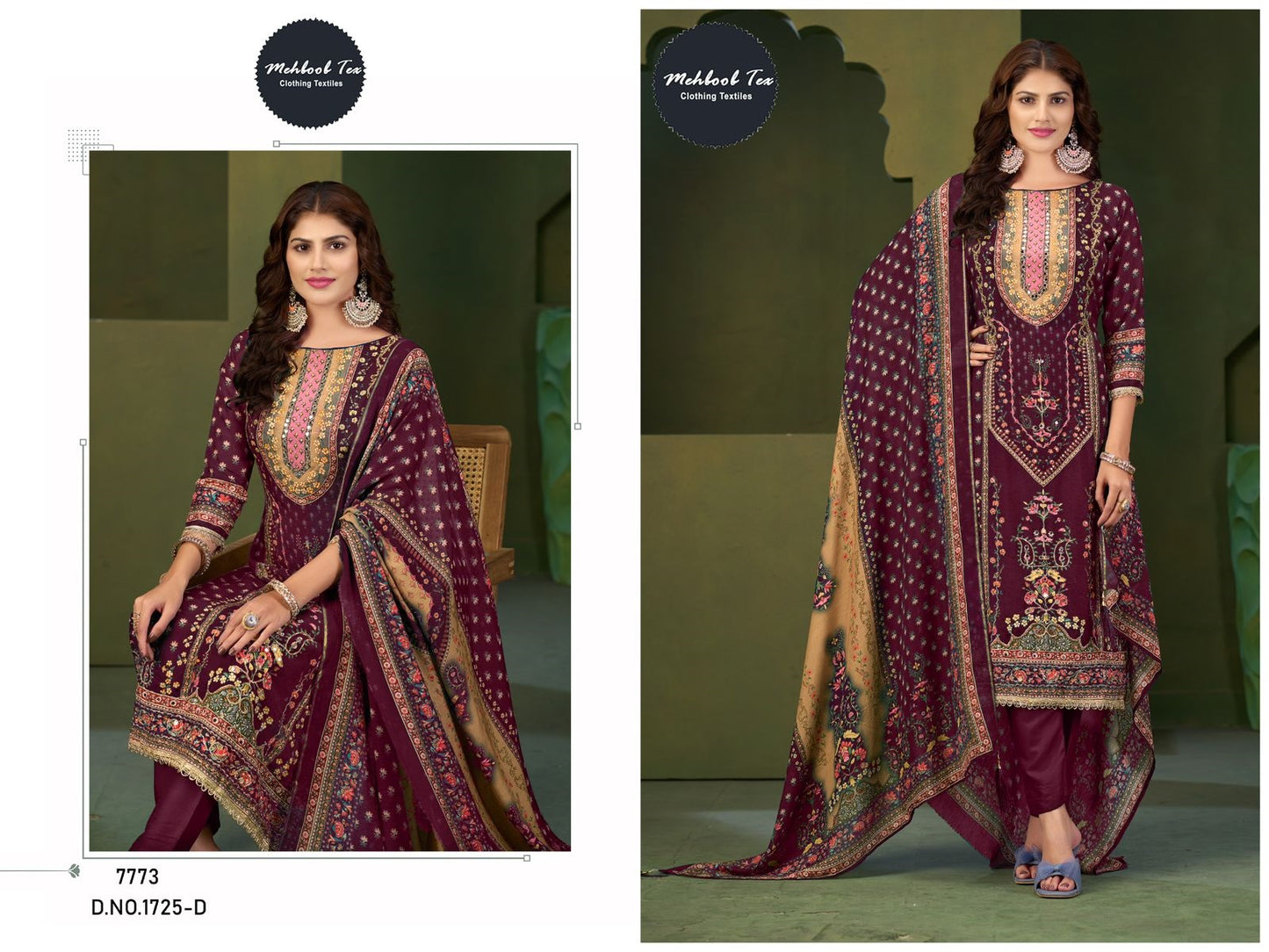 1725-D Mehboob Tex Printed Karachi Unstitched Suits