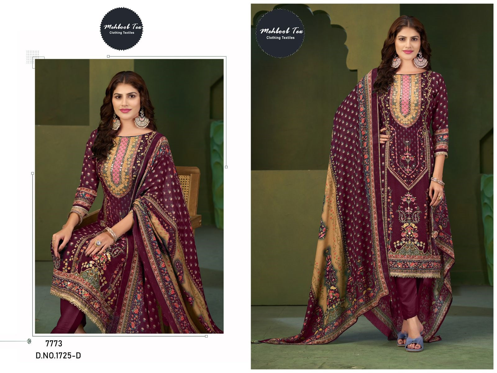 1725-D Mehboob Tex Printed Karachi Unstitched Suits