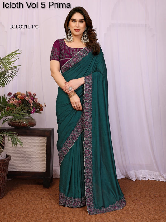 172 Icloth Vol 5 Prima Pure Vichitra Silk Sarees
