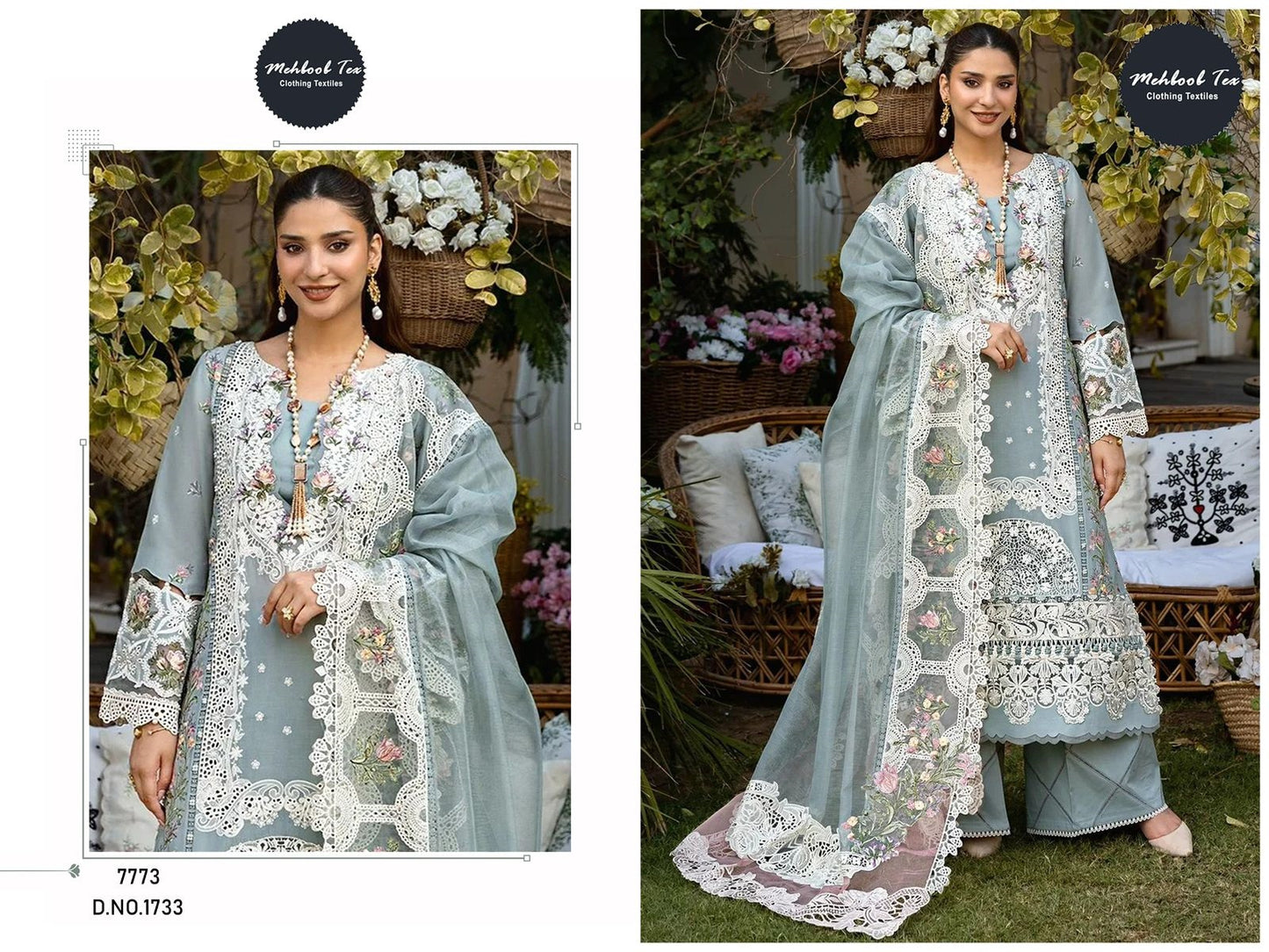 1733 Mehboob Tex Embroidery Pakistani Salwar Suits