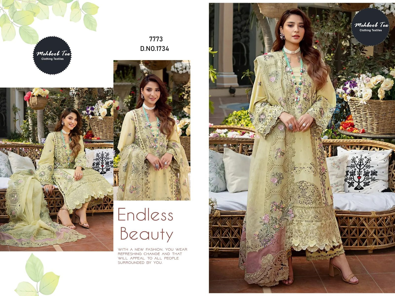 1734 Mehboob Tex Embroidery Pakistani Salwar Suits