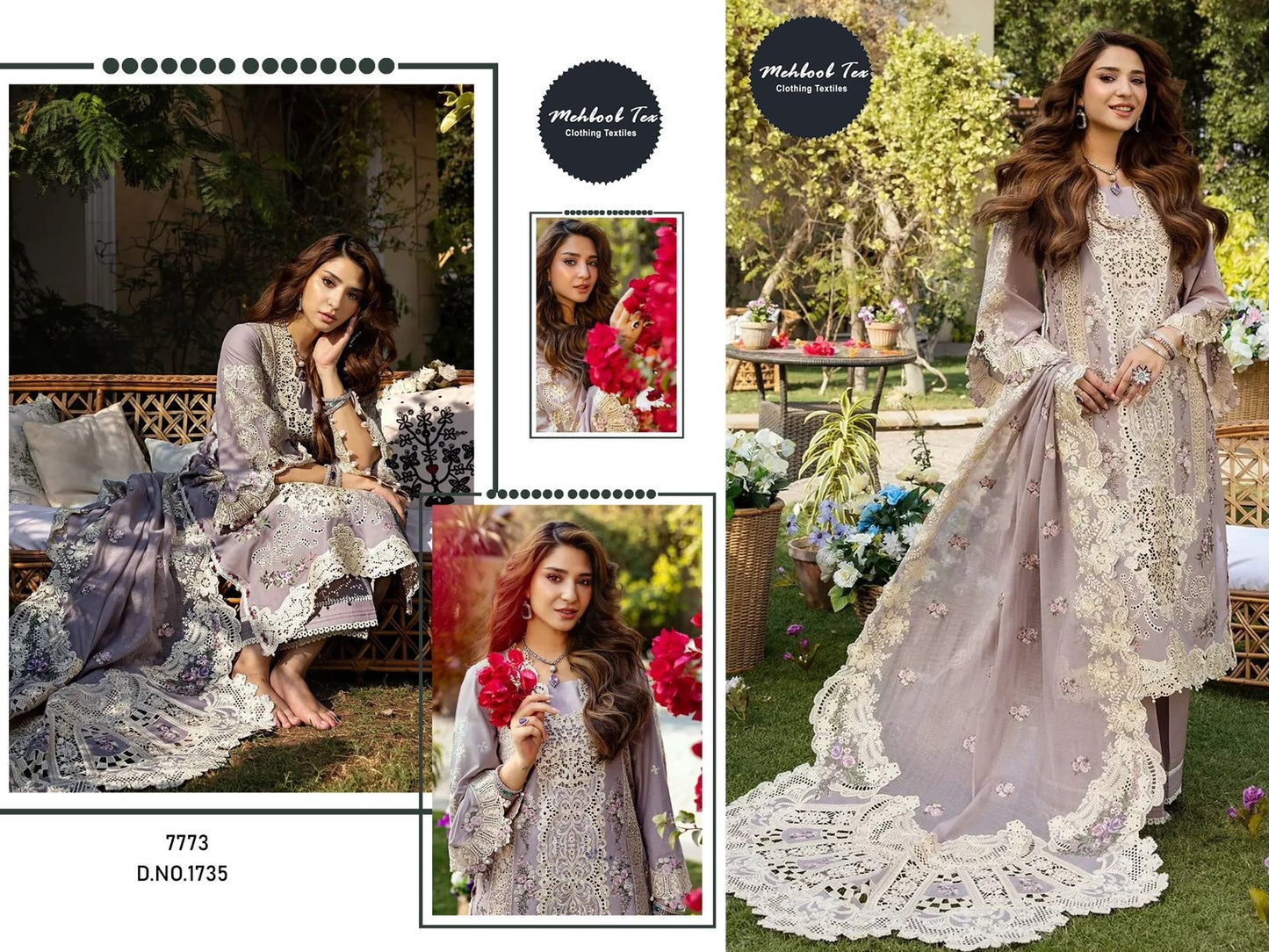 1735 Mehboob Tex Embroidery Pakistani Salwar Suits