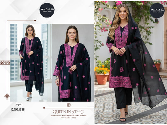 1738 Mehboob Tex Embroidery Pakistani Salwar Suits