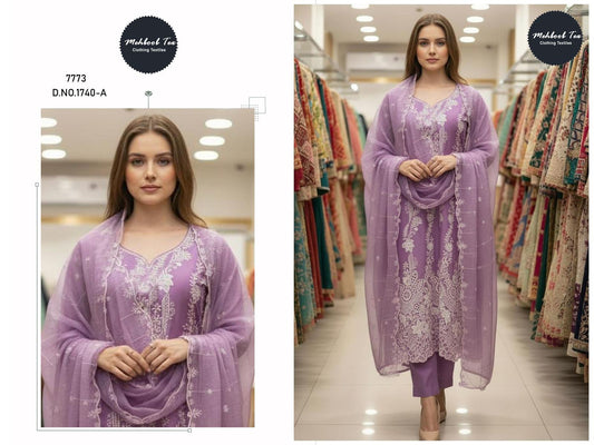 1740-A Mehboob Tex Embroidery Pakistani Salwar Suits