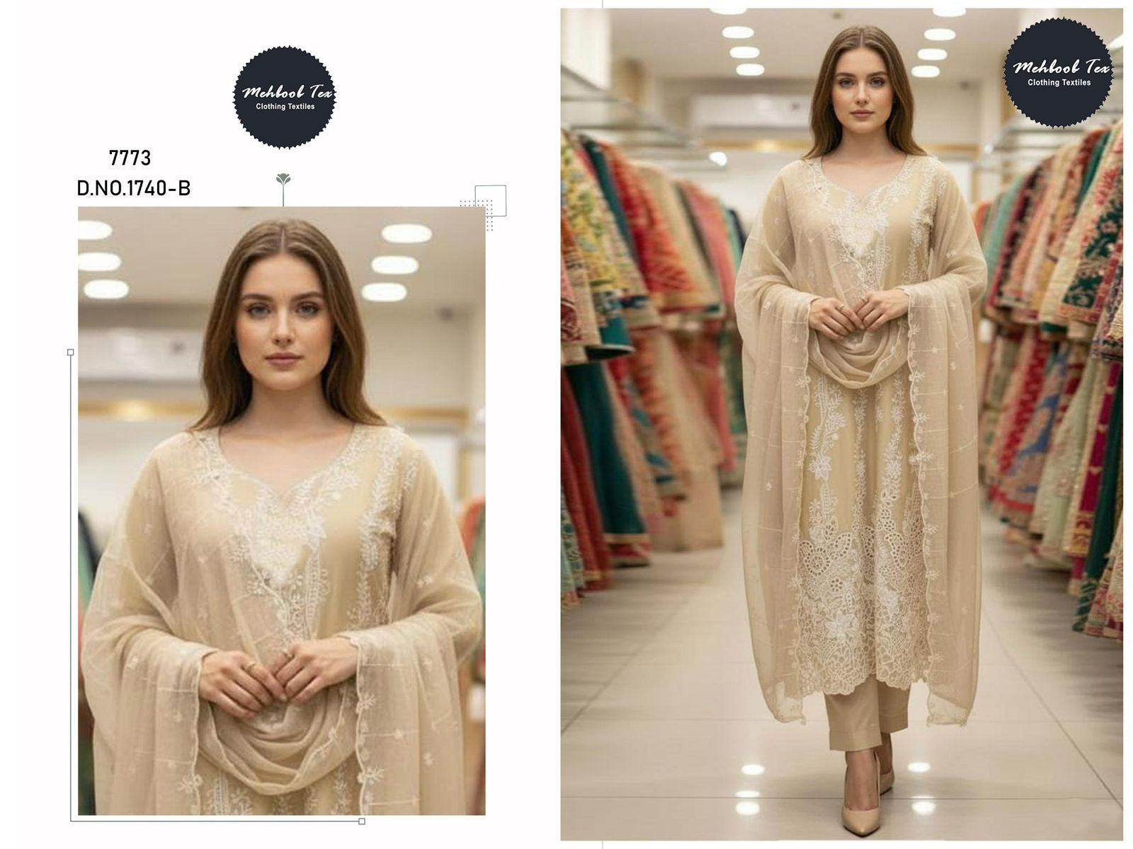 1740-B Mehboob Tex Embroidery Pakistani Salwar Suits