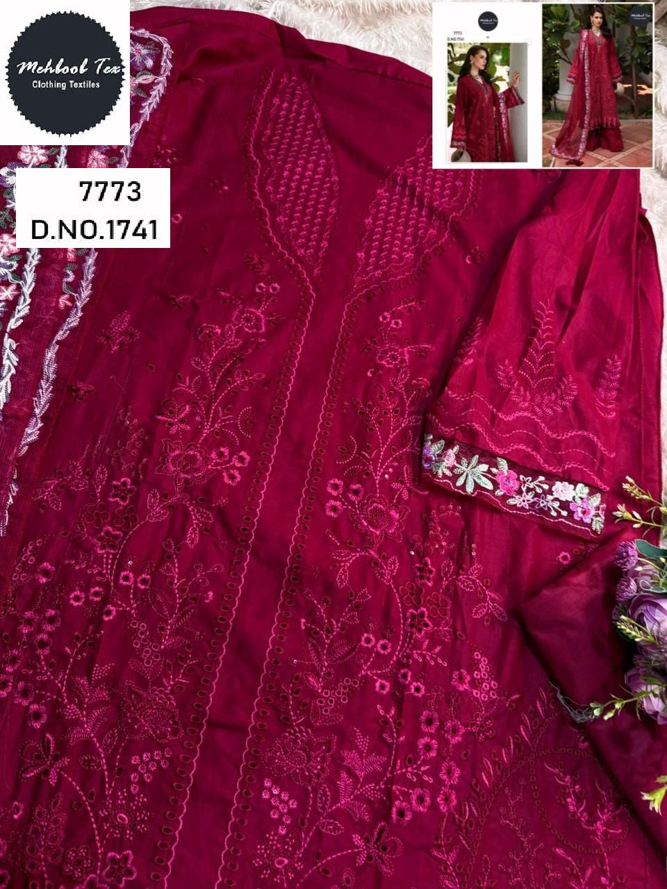 1741 Mehboob Tex Embroidery Pakistani Salwar Suits
