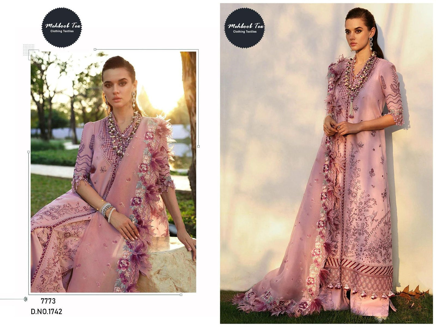 1742 Mehboob Tex Embroidery Pakistani Salwar Suits