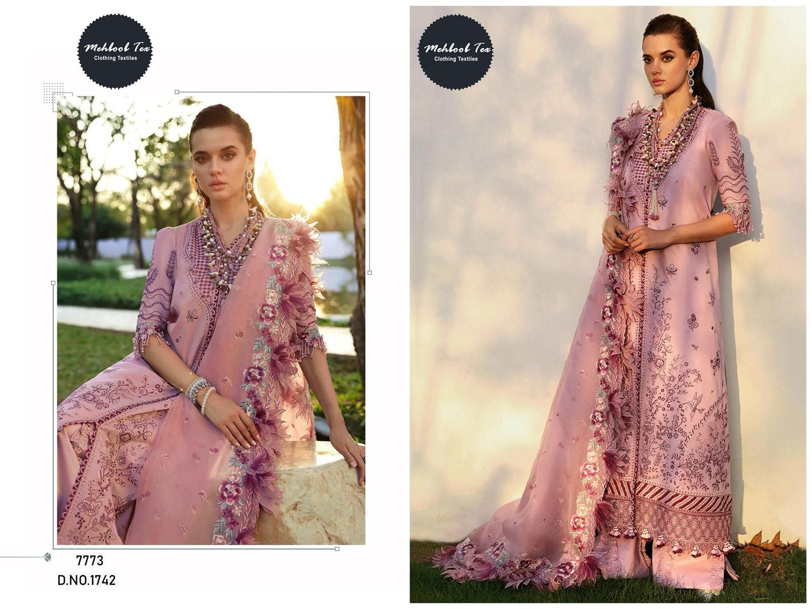 1742 Mehboob Tex Embroidery Pakistani Salwar Suits