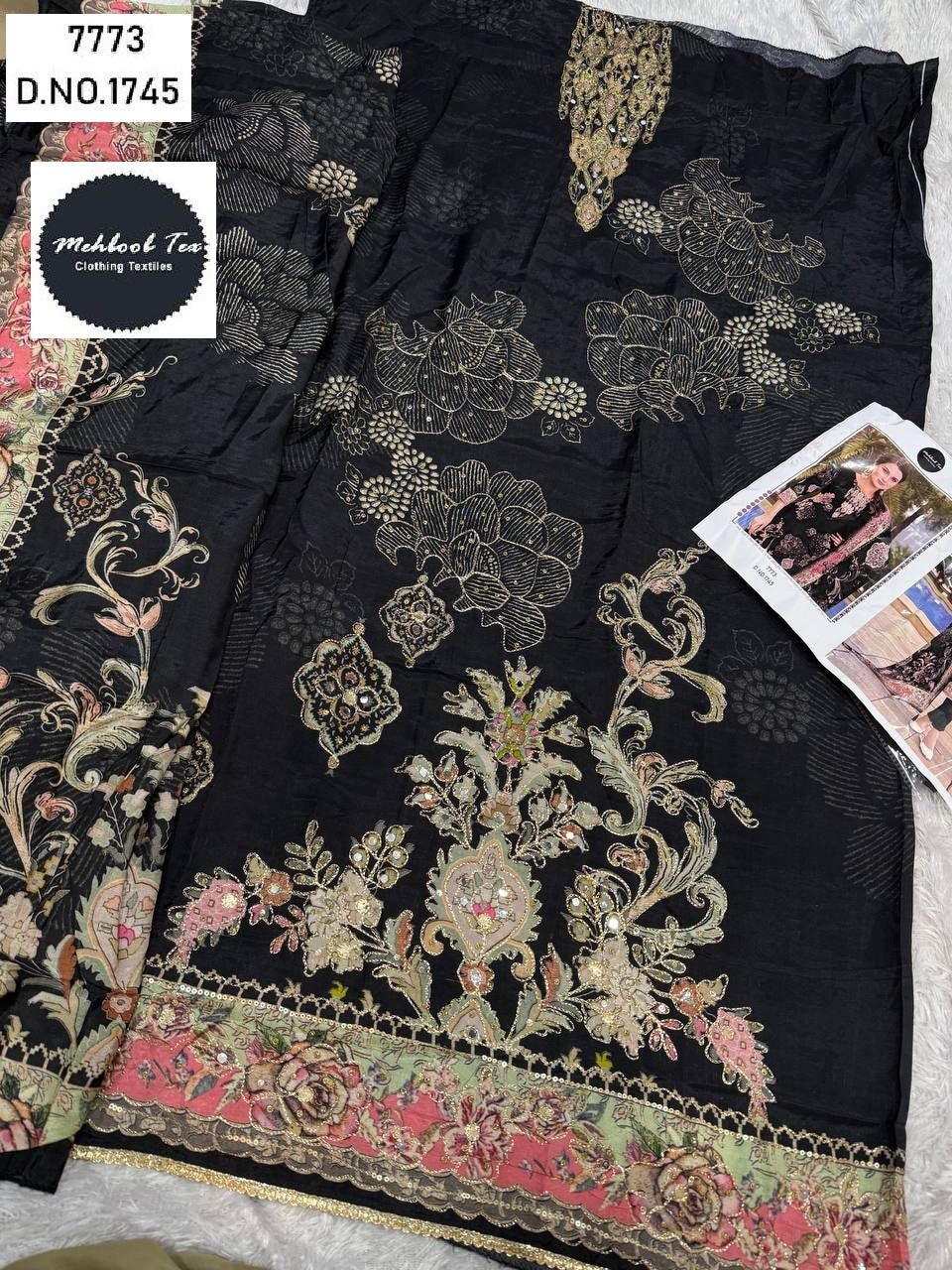 1745 Mehboob Tex Pure Viscose Karachi Unstitched Suits