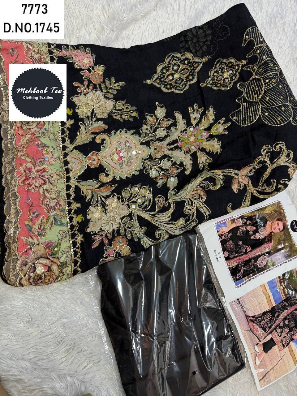 1745 Mehboob Tex Pure Viscose Karachi Unstitched Suits