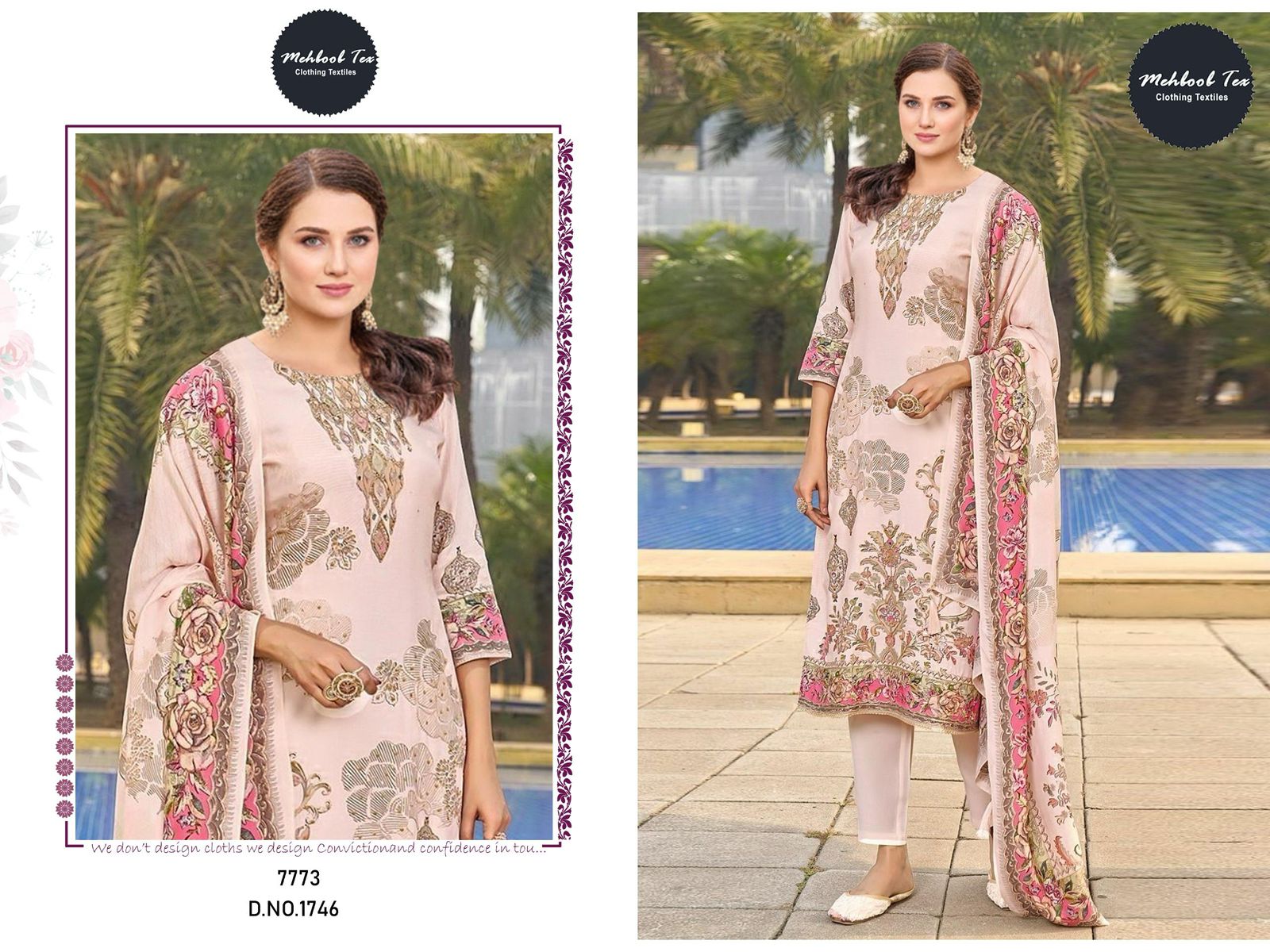 1746 Mehboob Tex Pure Viscose Karachi Unstitched Suits