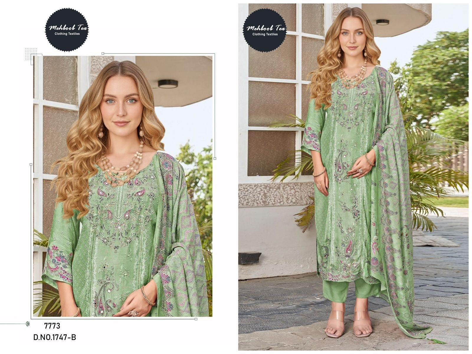 1747-B Mehboob Tex Pure Viscose Karachi Unstitched Suits