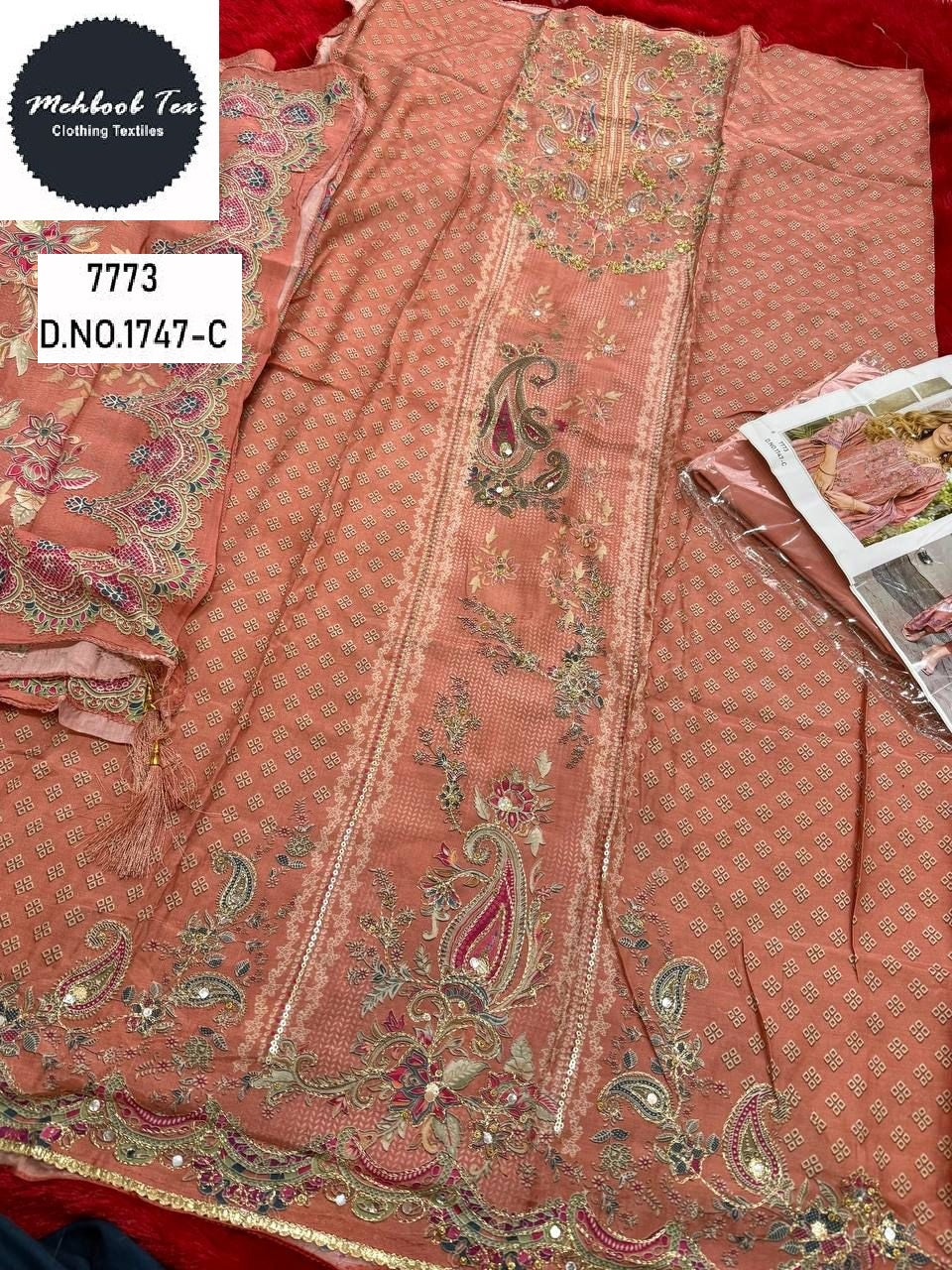 1747-C Mehboob Tex Pure Viscose Karachi Unstitched Suits