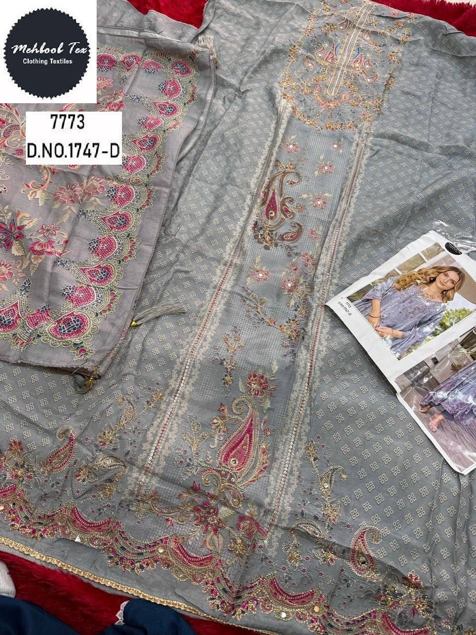 1747-D Mehboob Tex Pure Viscose Karachi Unstitched Suits