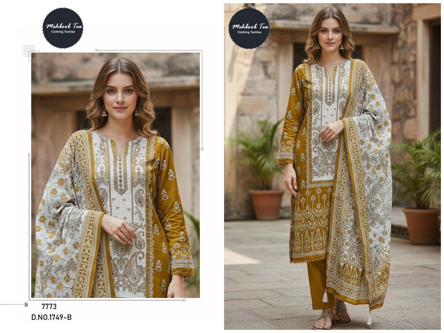 1749-B Mehboob Tex Printed Karachi Unstitched Suits