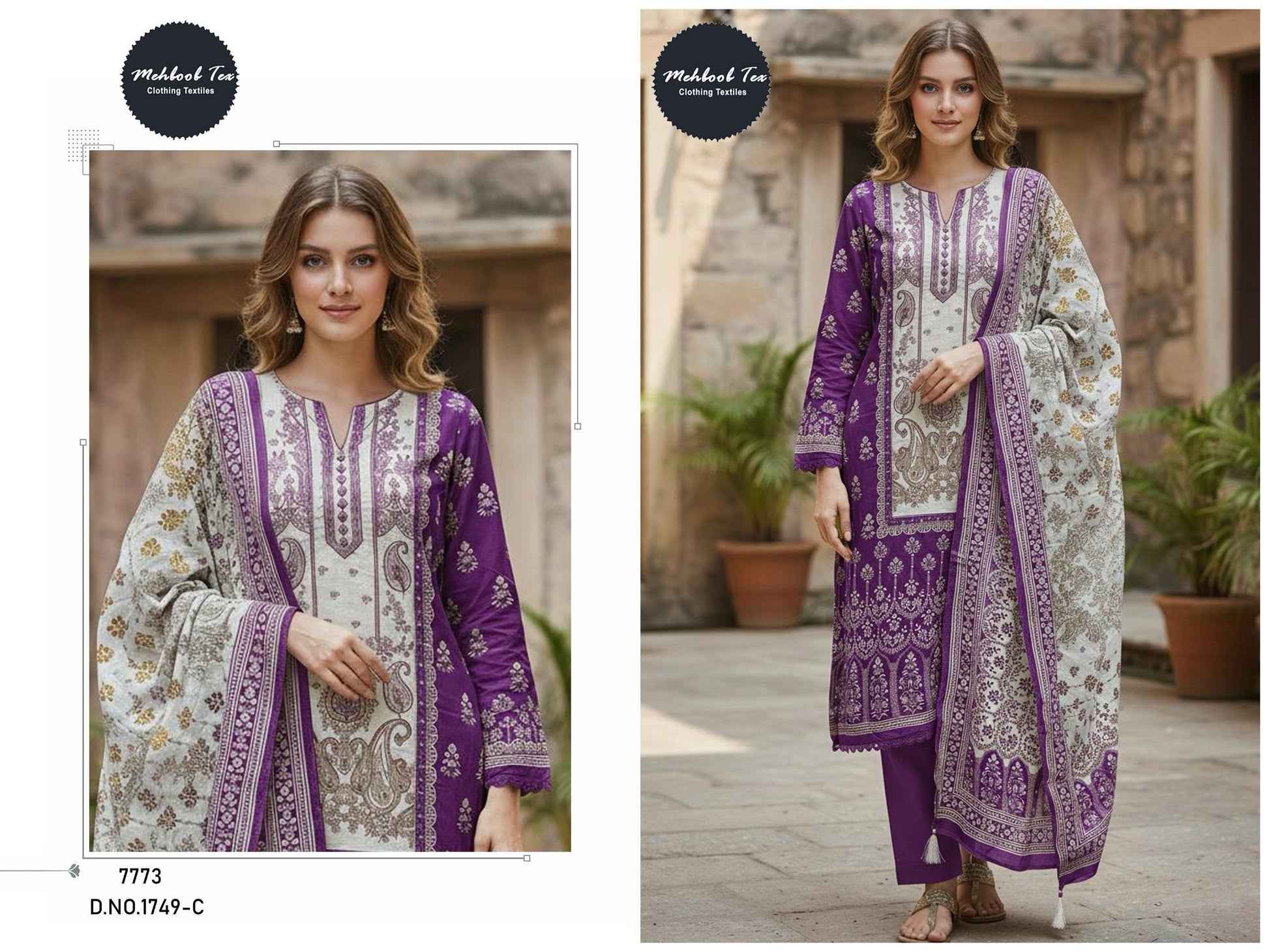1749-C Mehboob Tex Printed Karachi Unstitched Suits