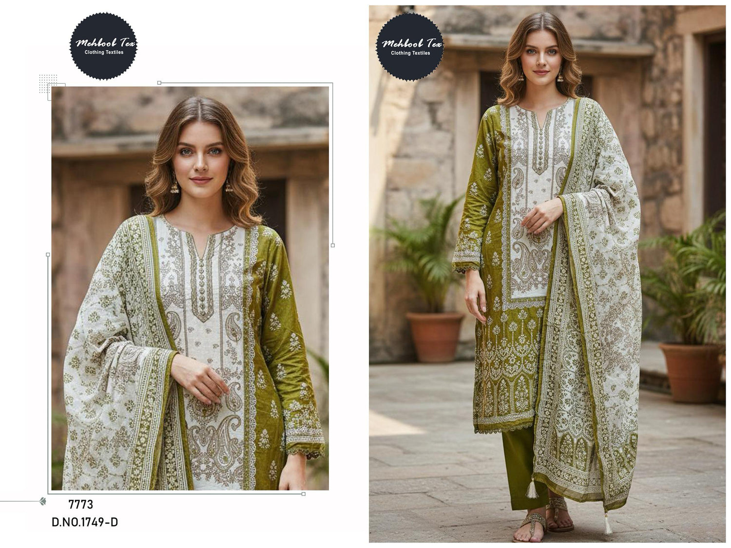 1749-D Mehboob Tex Printed Karachi Unstitched Suits