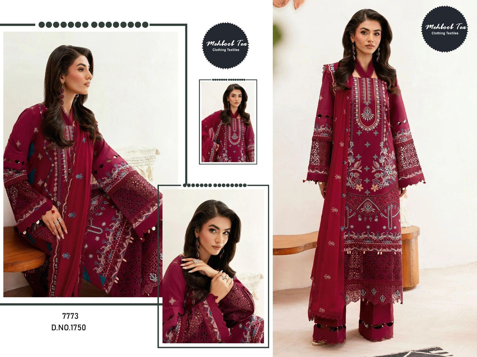 1750 Mehboob Tex Embroidery Pakistani Salwar Suits