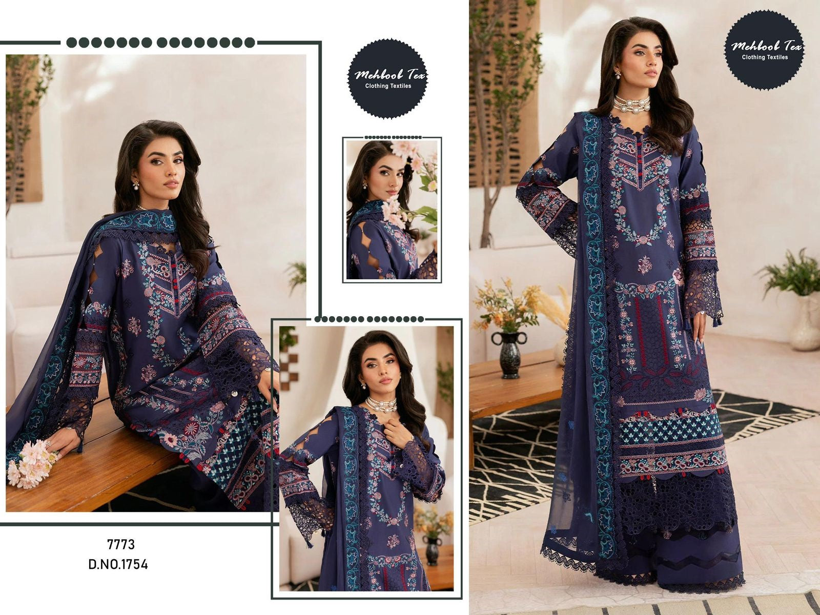 1754 Mehboob Tex Embroidery Pakistani Salwar Suits