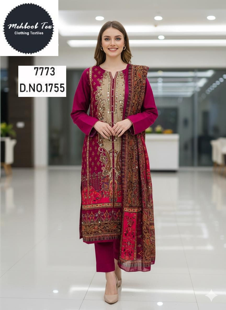 1755 Mehboob Tex Pure Viscose Karachi Unstitched Suits