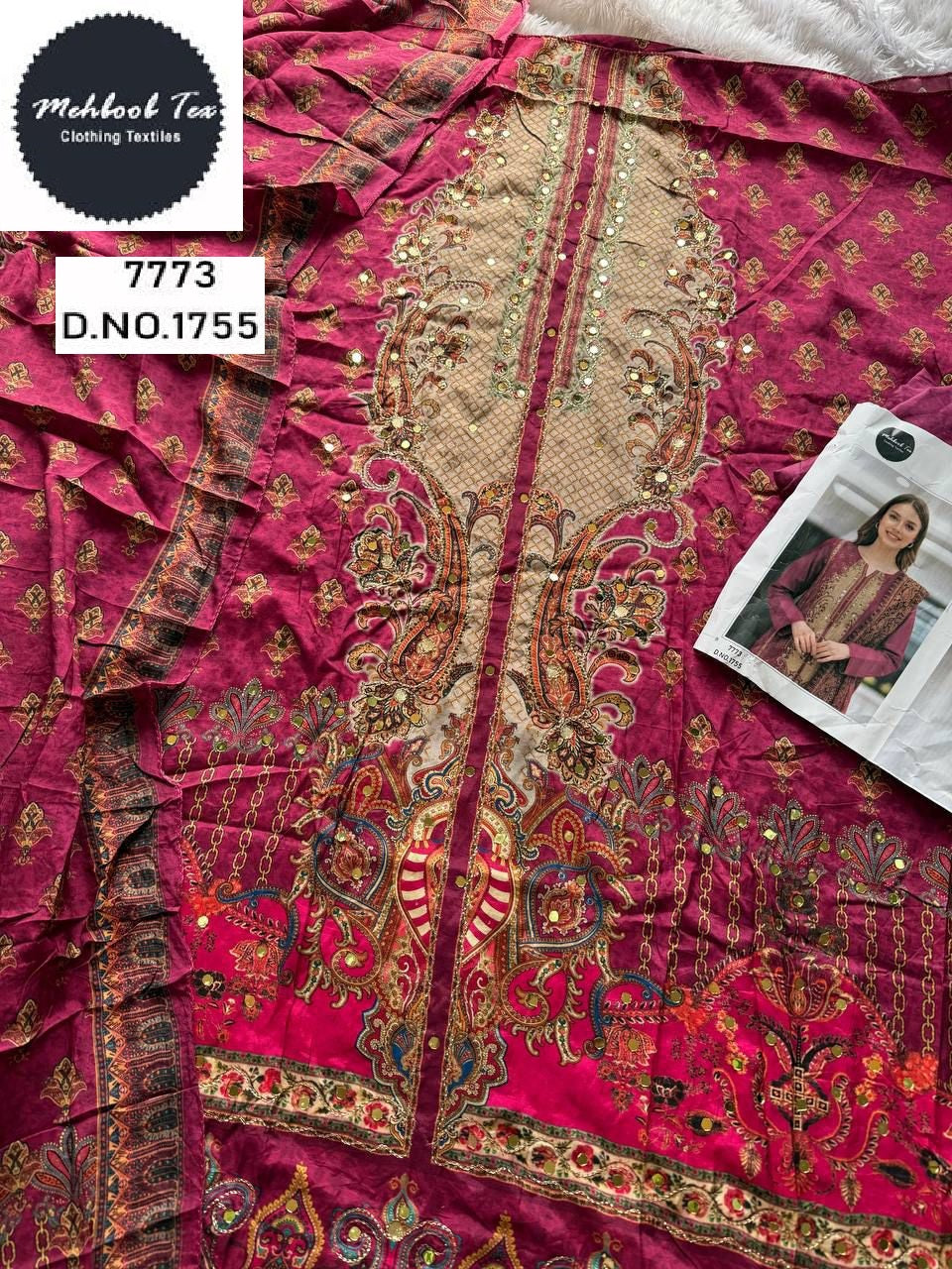 1755 Mehboob Tex Pure Viscose Karachi Unstitched Suits