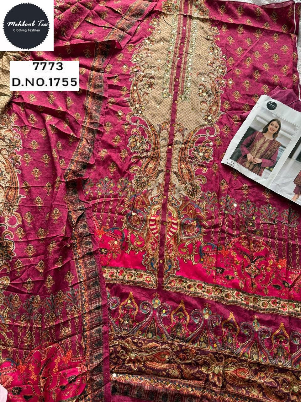 1755 Mehboob Tex Pure Viscose Karachi Unstitched Suits