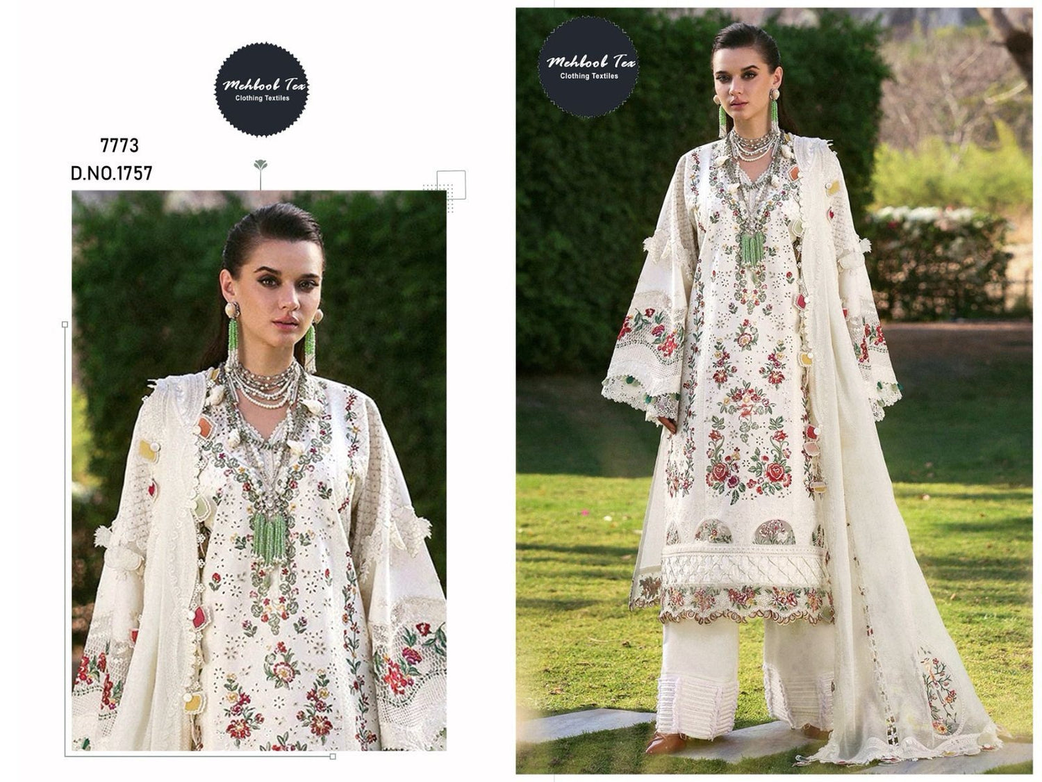 1757 Mehboob Tex Embroidery Pakistani Salwar Suits