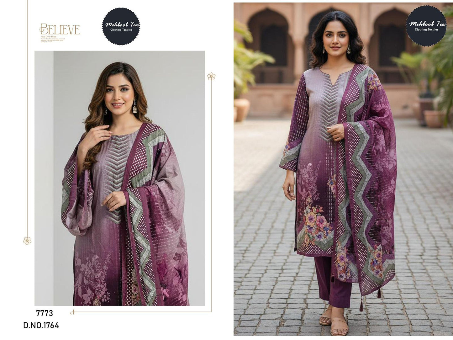 1764 Mehboob Tex Printed Karachi Unstitched Suits