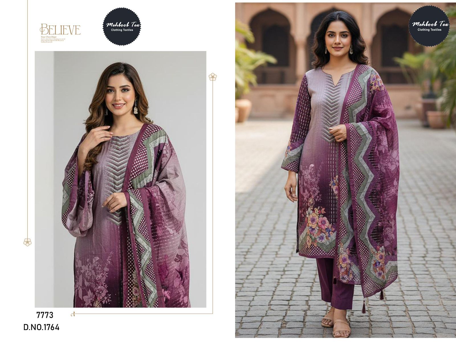 1764 Mehboob Tex Printed Karachi Unstitched Suits