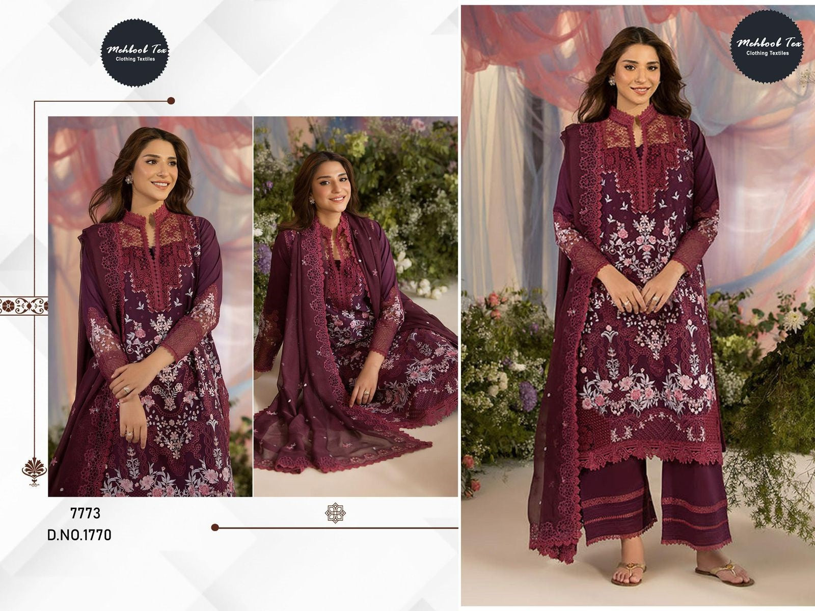 1770 Mehboob Tex Embroidery Pakistani Salwar Suits