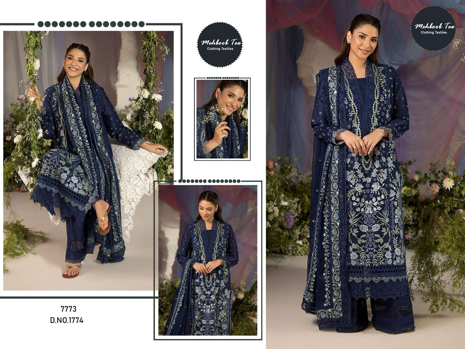 1774 Mehboob Tex Embroidery Pakistani Salwar Suits